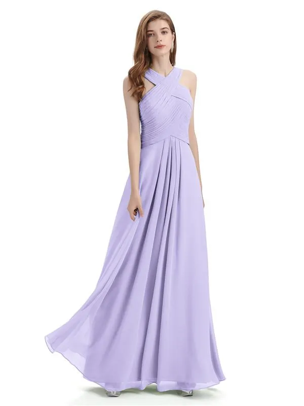 A-line Unique Deisgn Chiffon Long Bridesmaid Dresses