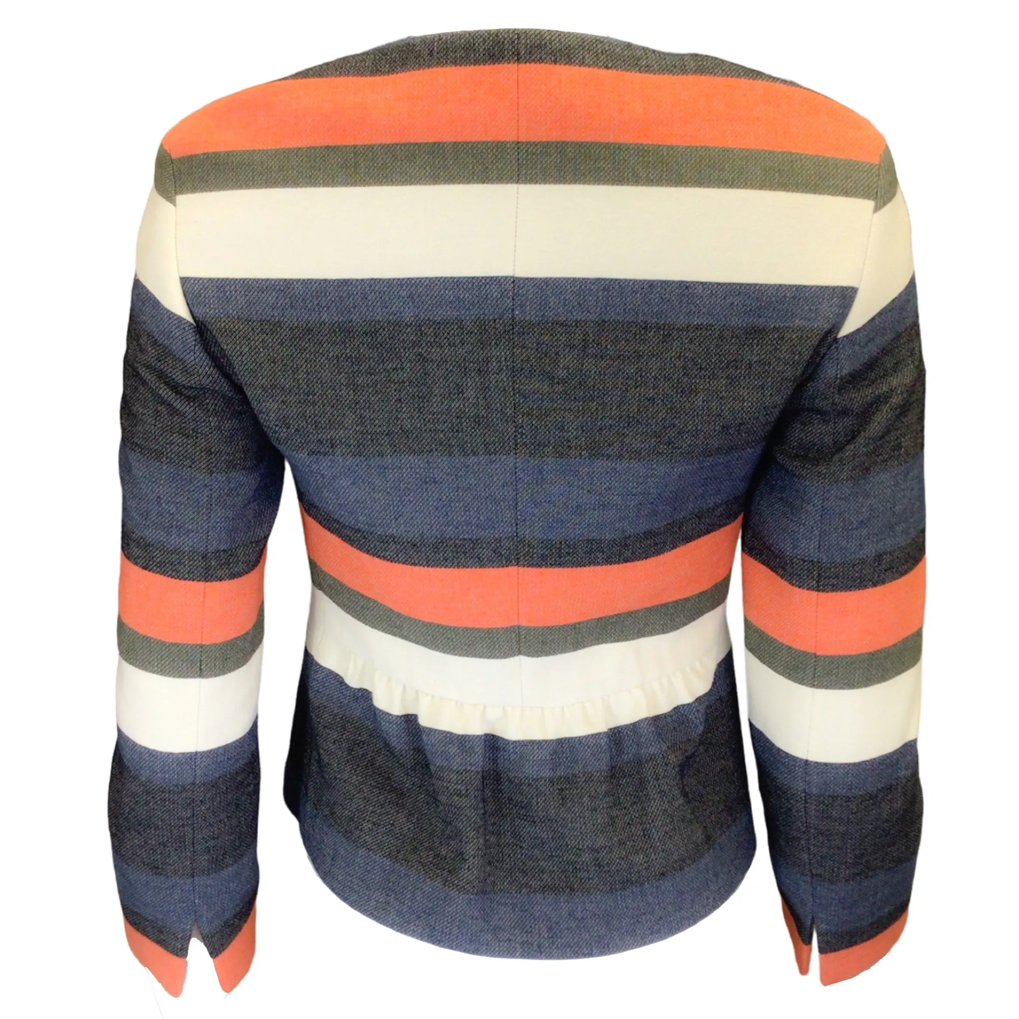 Akris Punto Orange / Ivory / Blue Multi Striped Full Zip Cotton Jacket