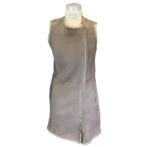 Armani Collezioni Grey Shearling Lined Suede Vest