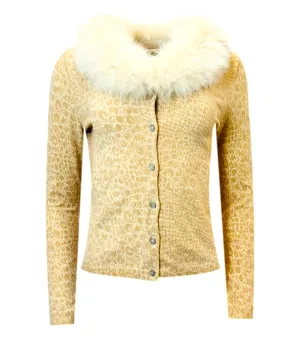 Blumarine Fur Trimmed Cardigan. Size 44IT