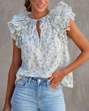 Briella Cotton Floral Ruffle Top