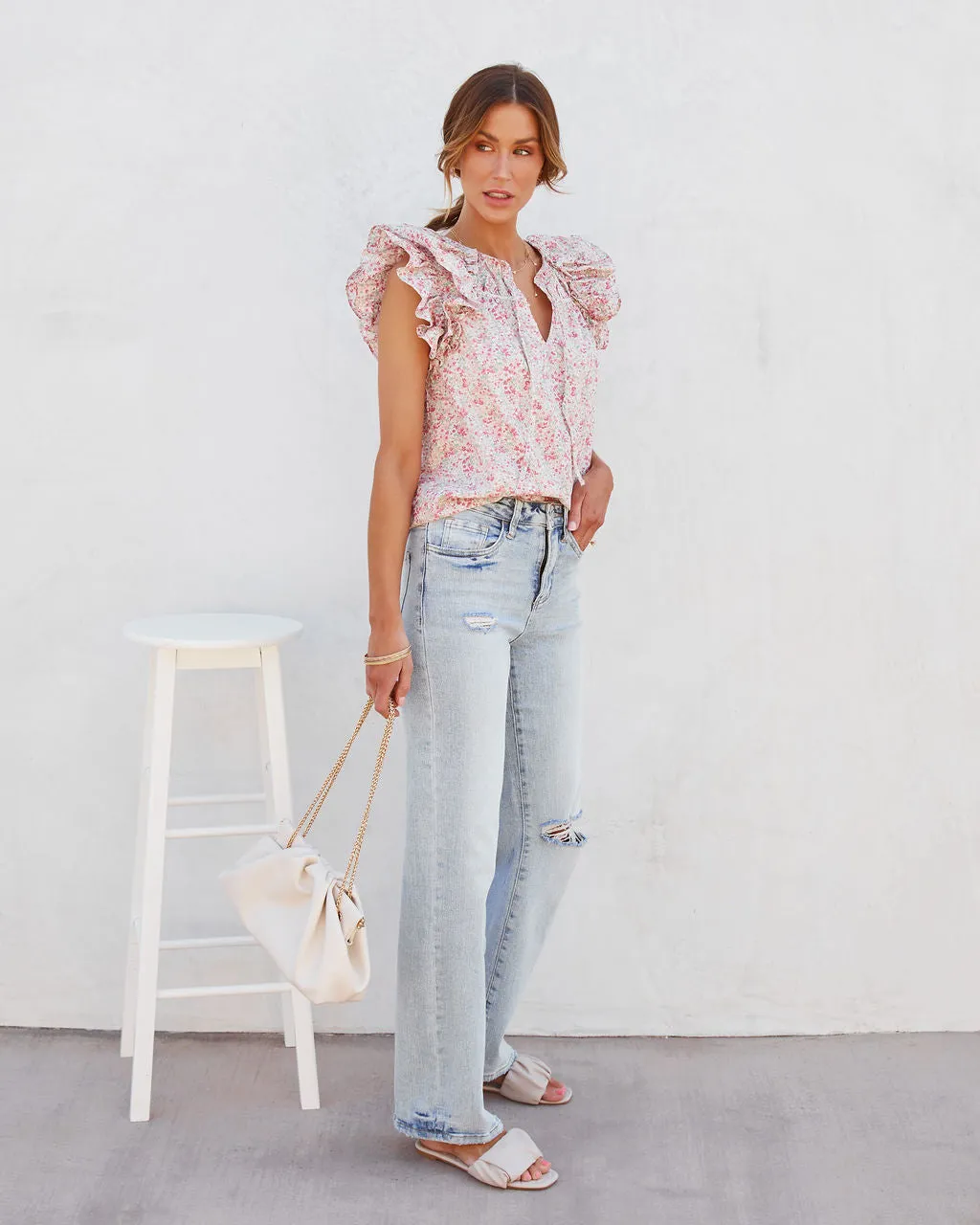 Briella Cotton Floral Ruffle Top