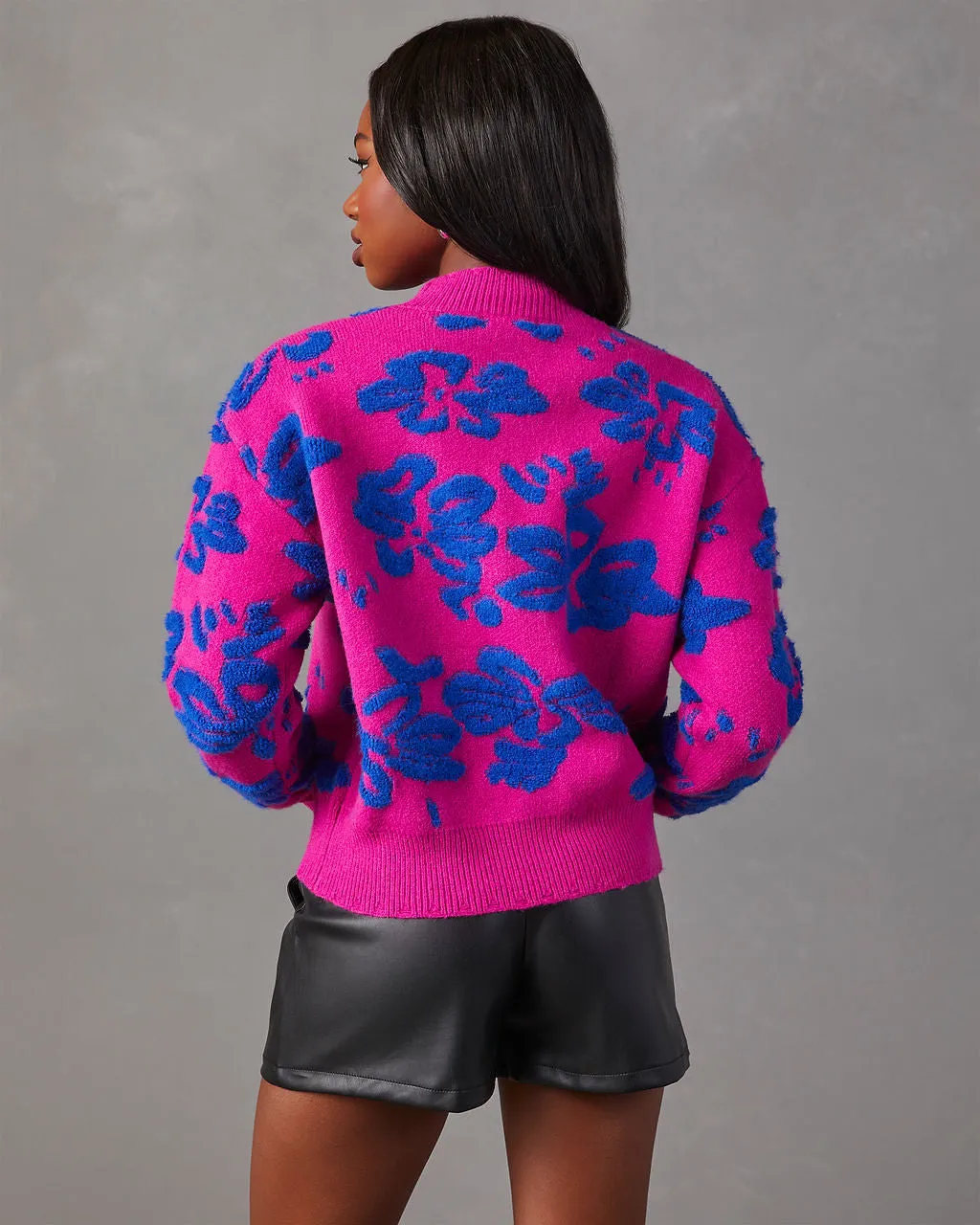 Chilly Days Textured Floral Sweater