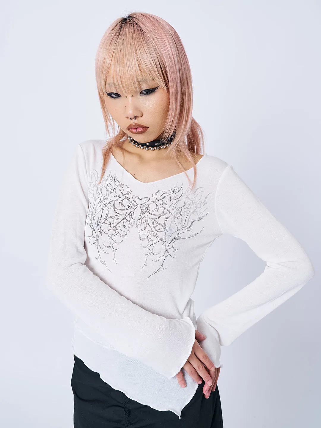 Cryptic Love White Asymmetric Top