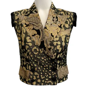 Dolce & Gabbana Black / Gold Brocade Cropped Vest