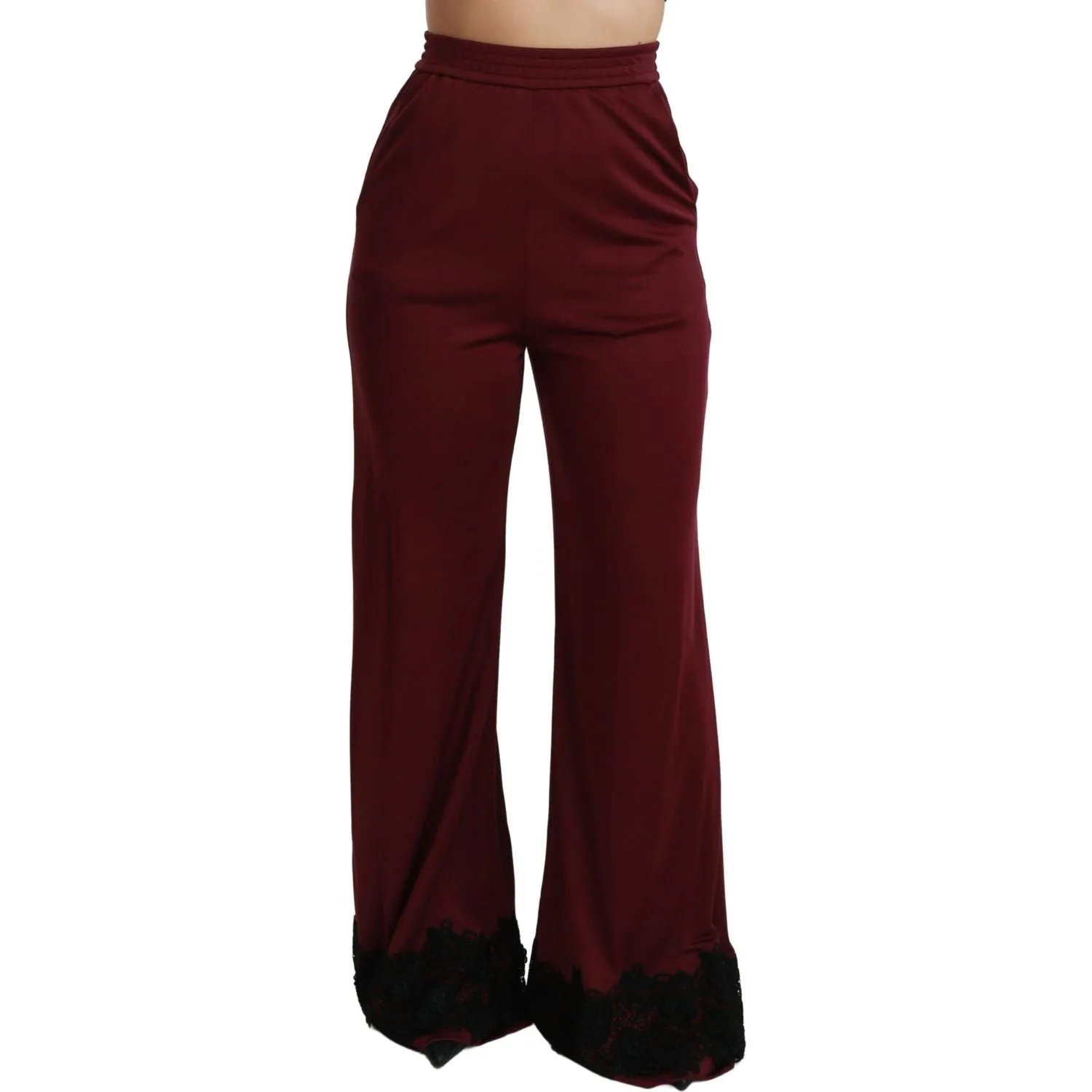 Dolce & Gabbana Elegant Maroon High Waist Wide Leg Trousers