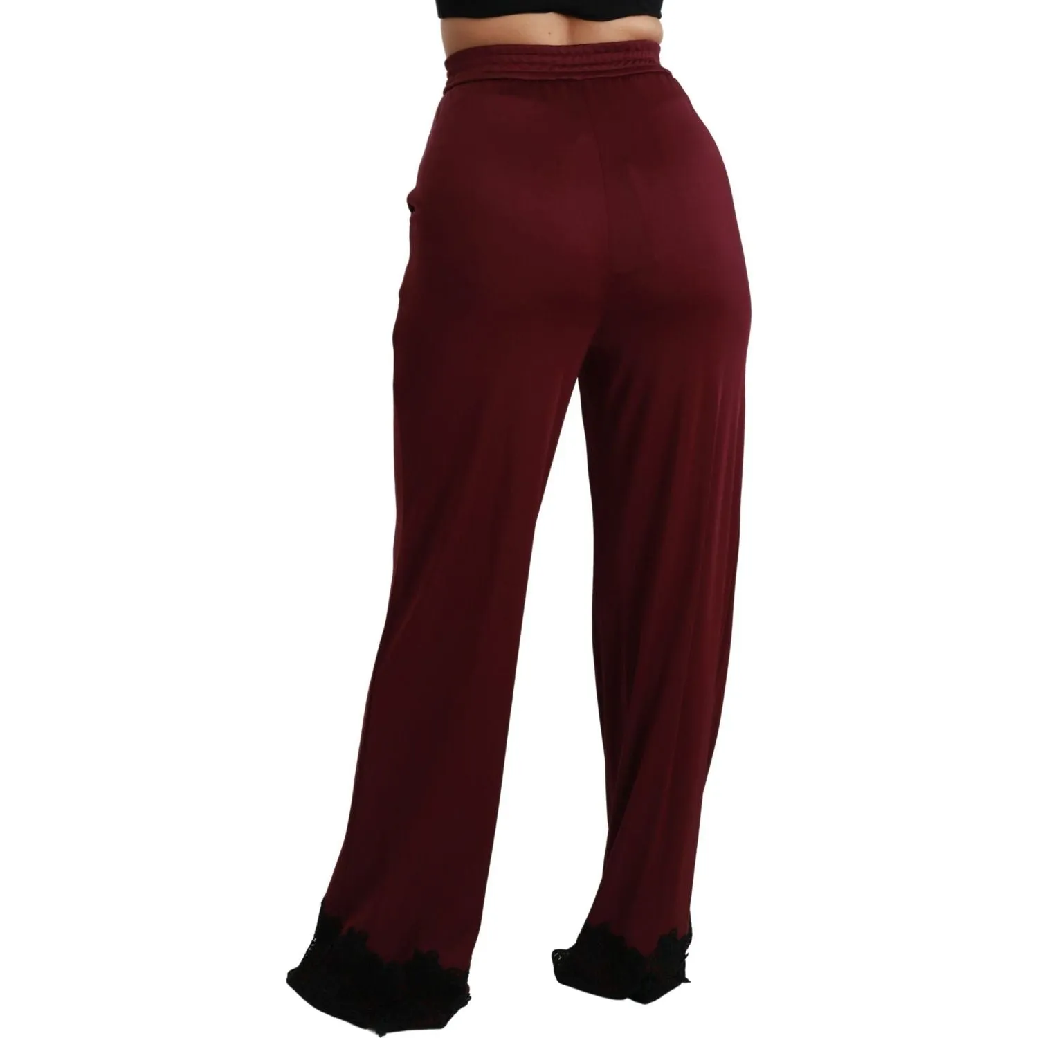 Dolce & Gabbana Elegant Maroon High Waist Wide Leg Trousers