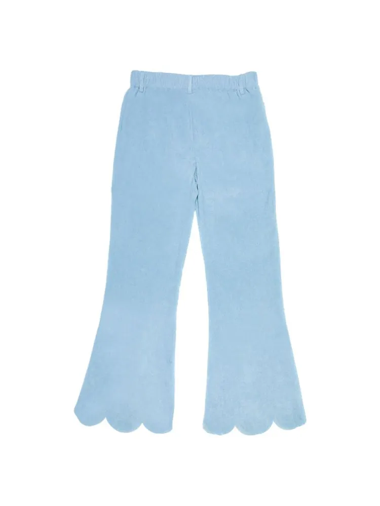 Dopamine Thin Corduroy Love Collage Blue Petal Flared Pants【s0000006564】