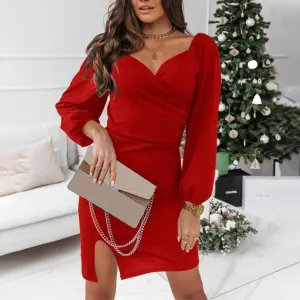 DressBetty - Sexy Mini Dress Women Women's Long Sleeve Casual Dresses Button Down Slim Solid Knit Party Club Dress