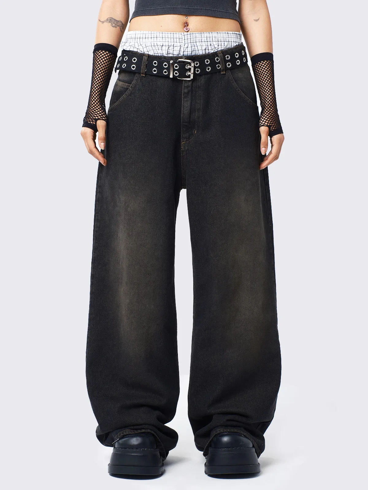 Echo Washed Black Overdye Baggy Jeans