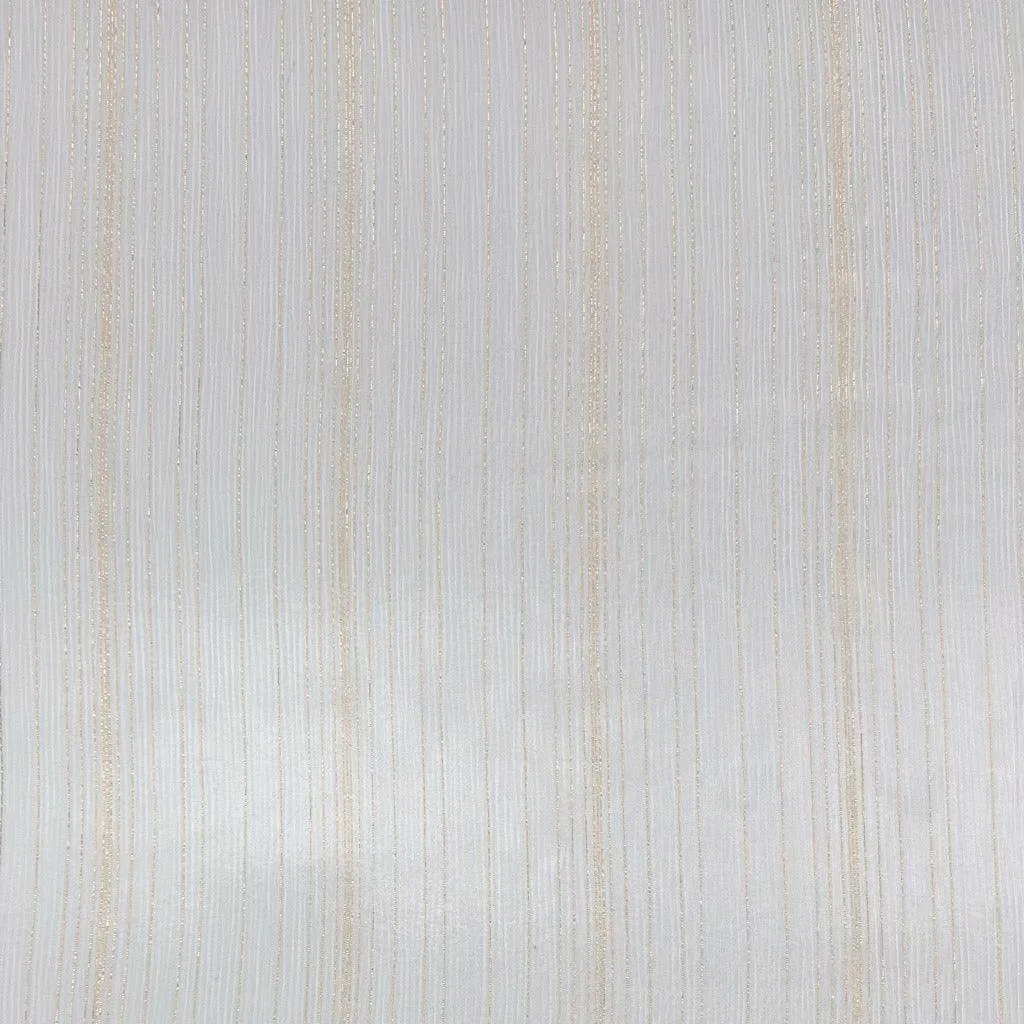 Gold Lurex Striped Ivory Chiffon Fabric