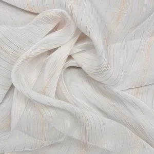 Gold Lurex Striped Ivory Chiffon Fabric