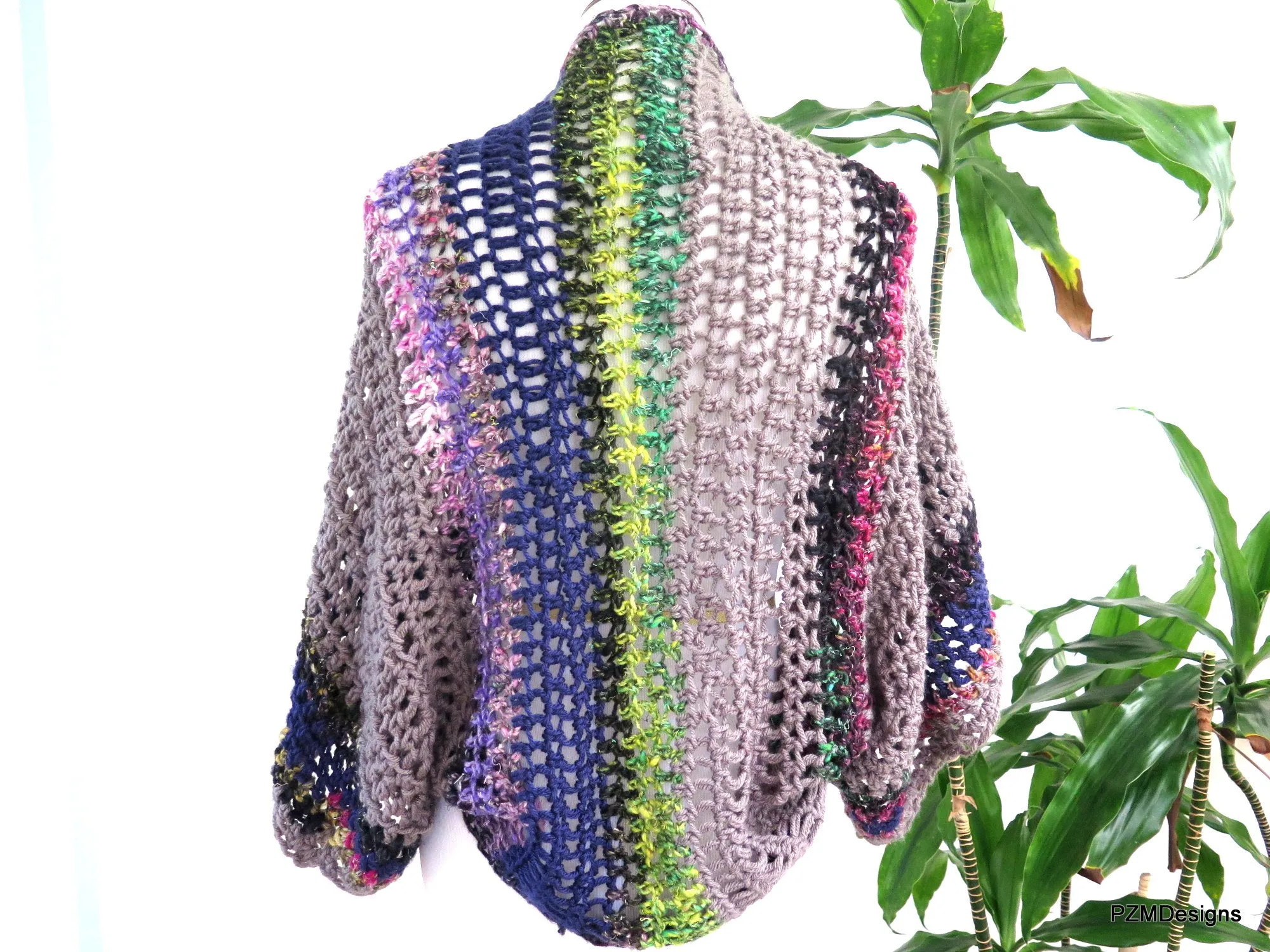 Large Crochet Shrug, Plus Size Layering Sweater