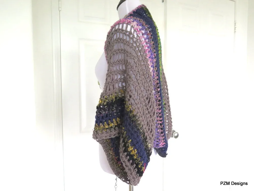 Large Crochet Shrug, Plus Size Layering Sweater