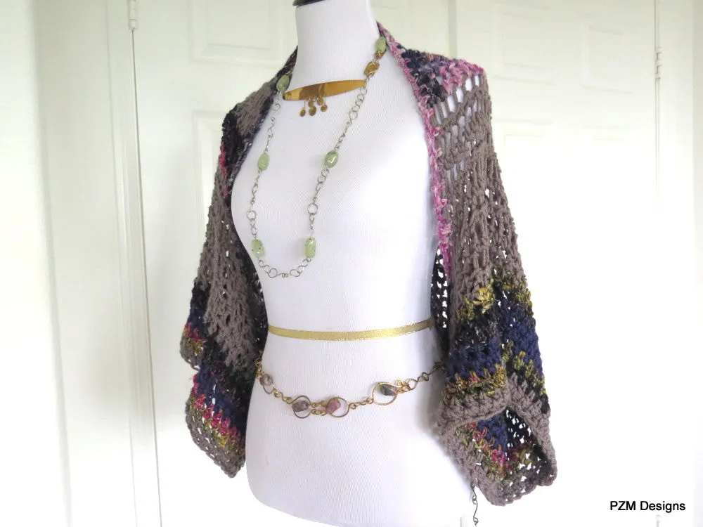 Large Crochet Shrug, Plus Size Layering Sweater