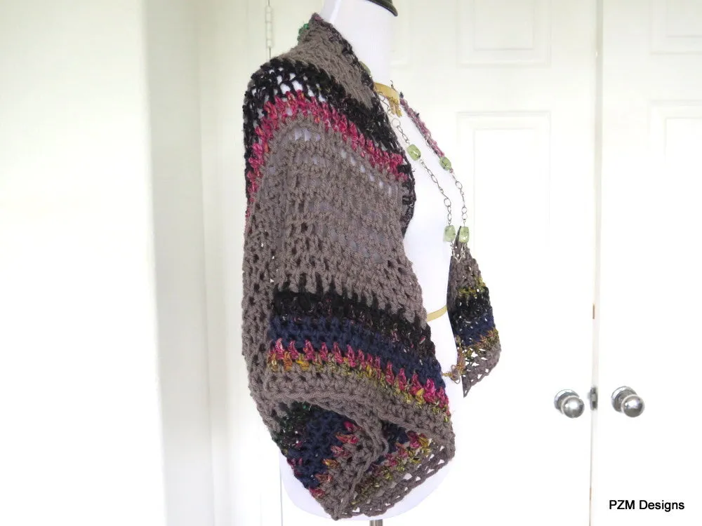 Large Crochet Shrug, Plus Size Layering Sweater