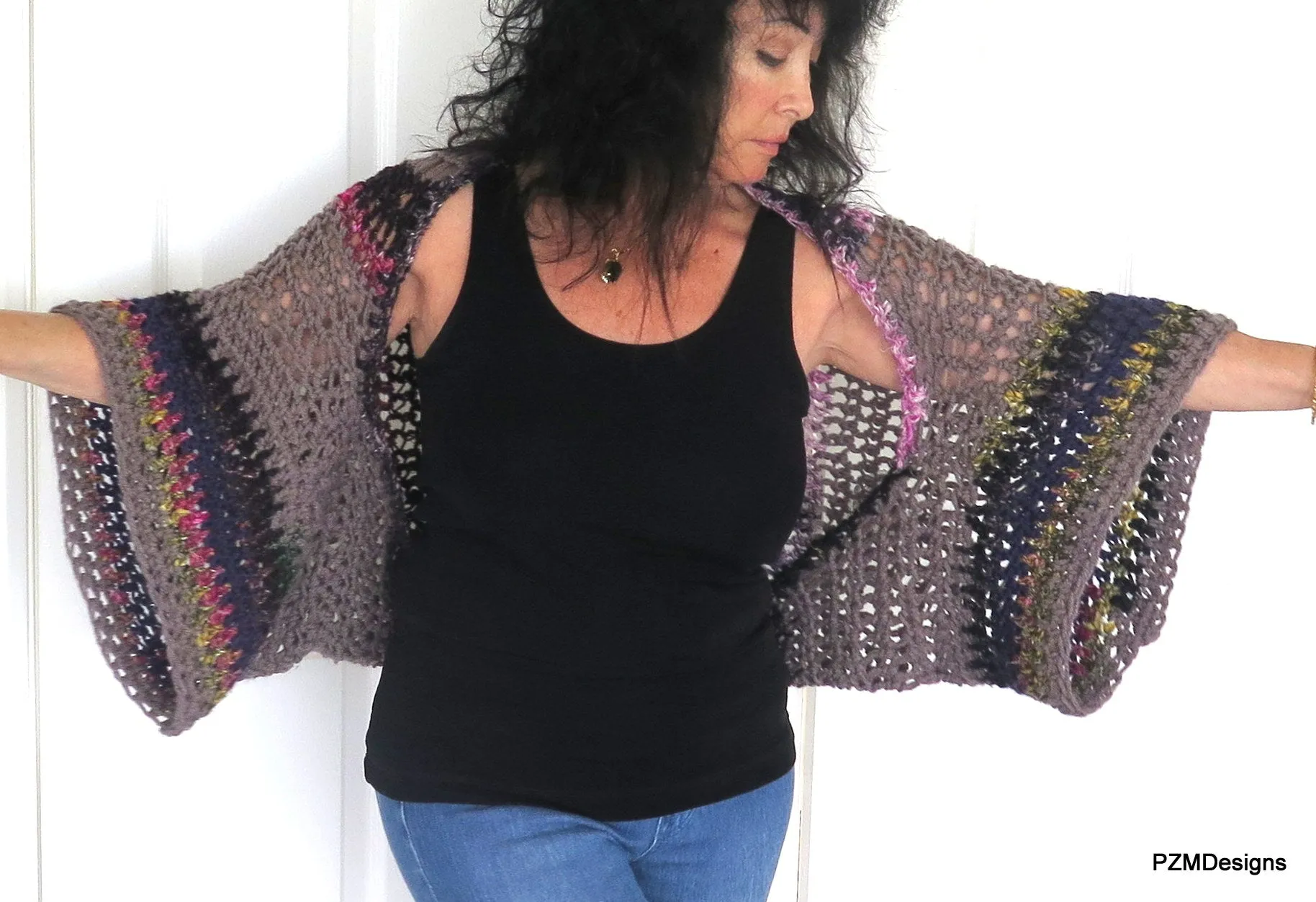 Large Crochet Shrug, Plus Size Layering Sweater