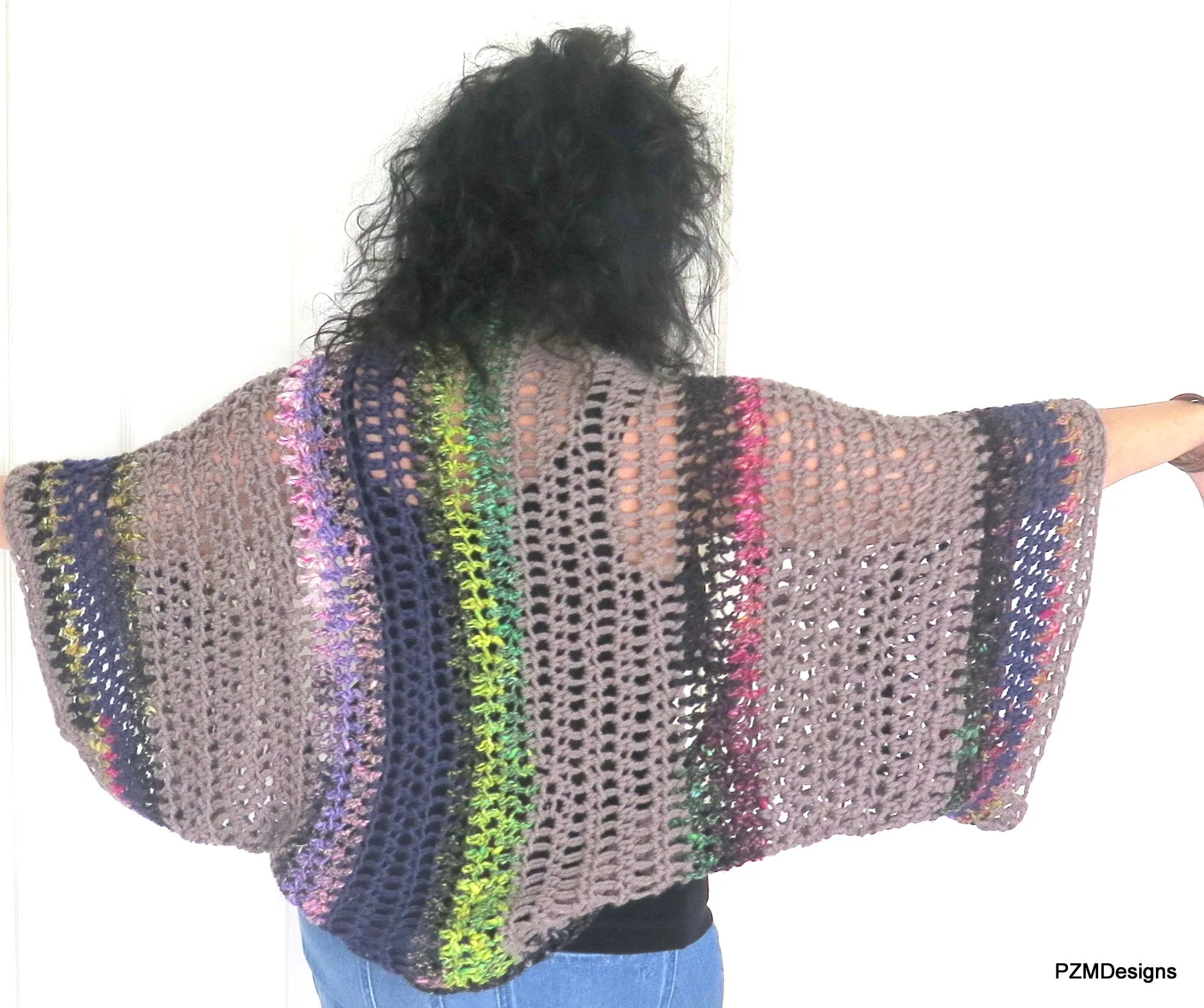 Large Crochet Shrug, Plus Size Layering Sweater