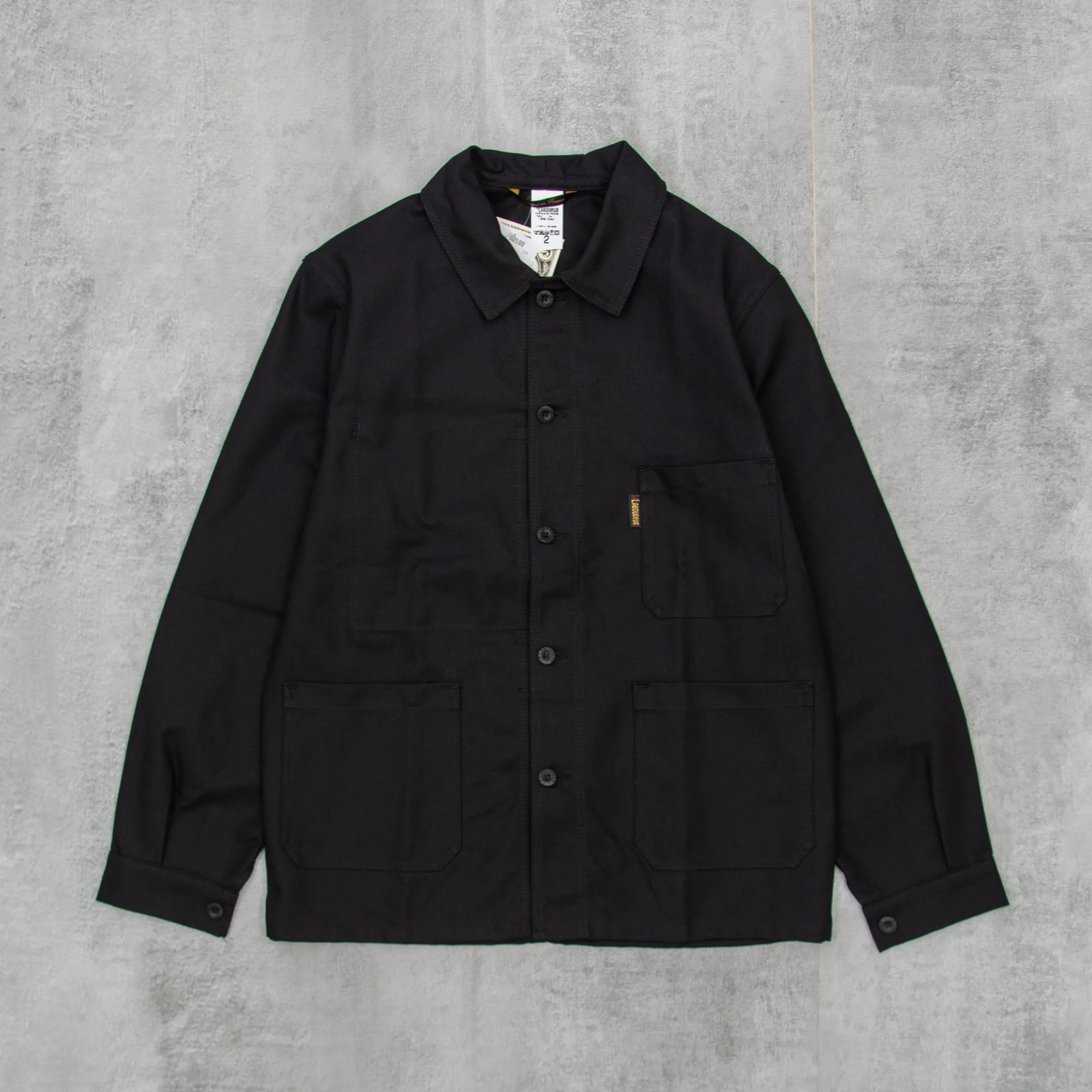 Stylish Noir Cotton Work Jacket - Le Laboureur