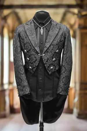 MONTE CRISTO TAILCOAT - BLACK EDWARDIAN BROCADE