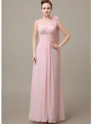 One Shoulder Chiffon A-line Floor-Length Bridesmaid Dresses