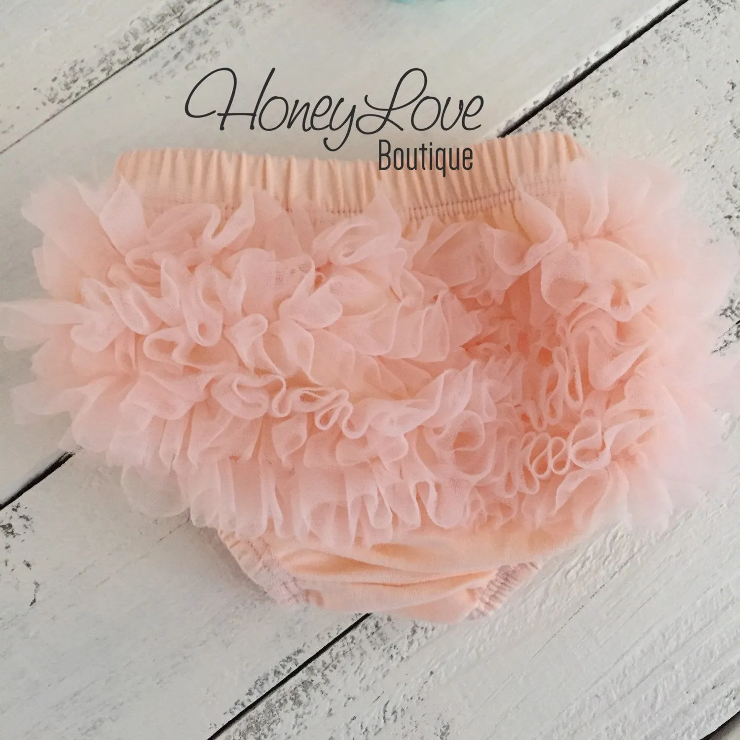 Peach ruffle bottom bloomers - mint/aqua and peach headband