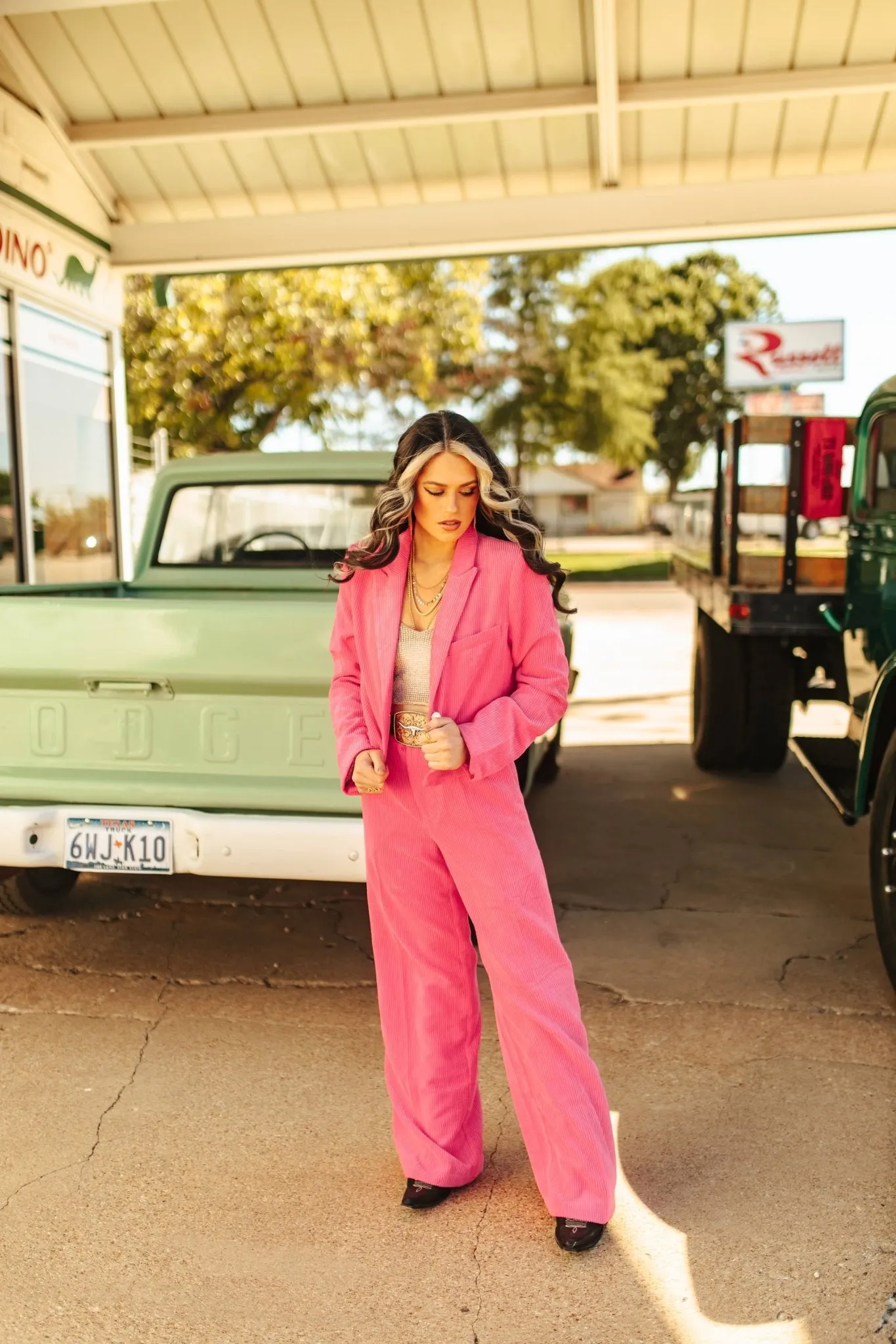 Pink Corduroy Cropped Blazer