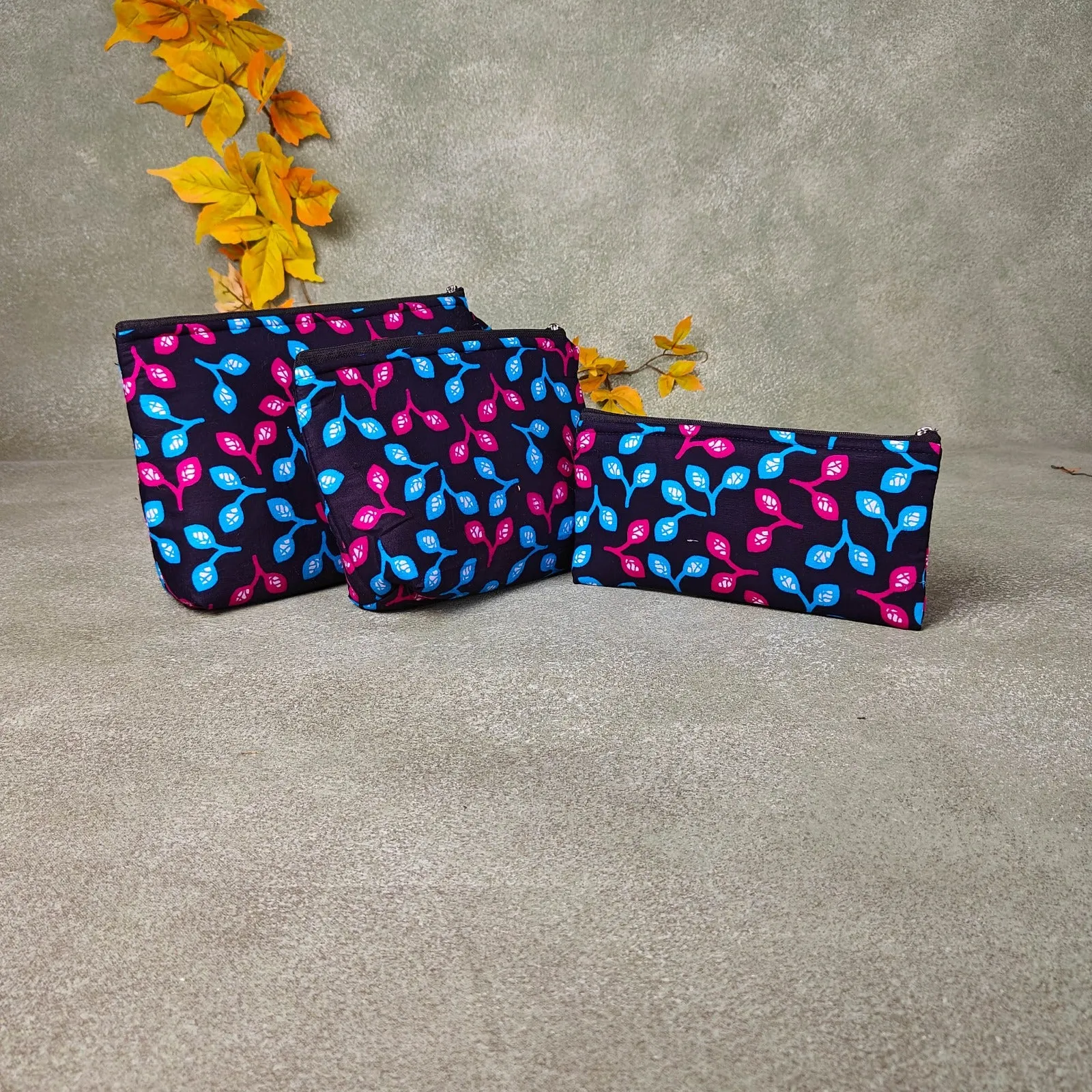 Pouch Buddies Black Floral Prints