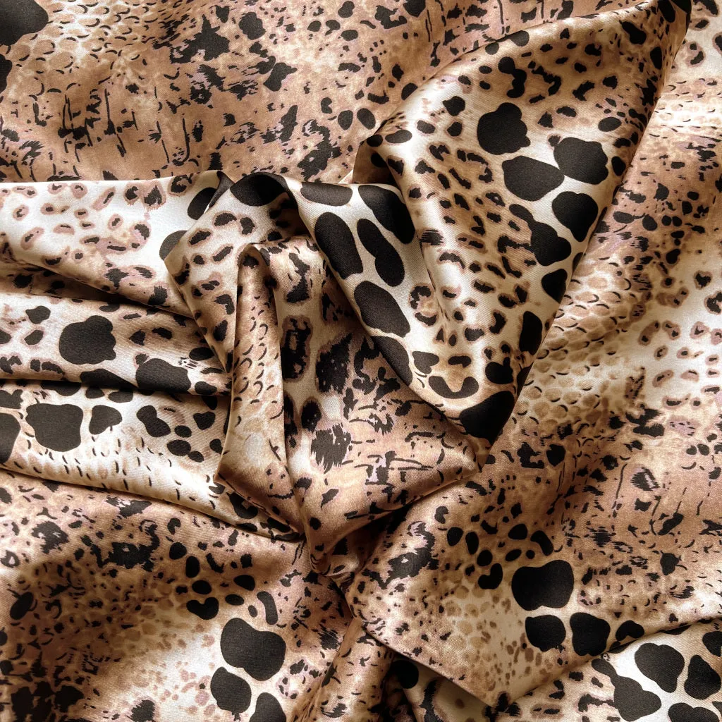 Satin Pillowcase, Leopard African Animal Print. Tan, Brown, Black.