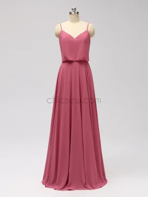 Simple Chiffon Inexpensive A-line V-neck Bridesmaid Dresses, YKX018