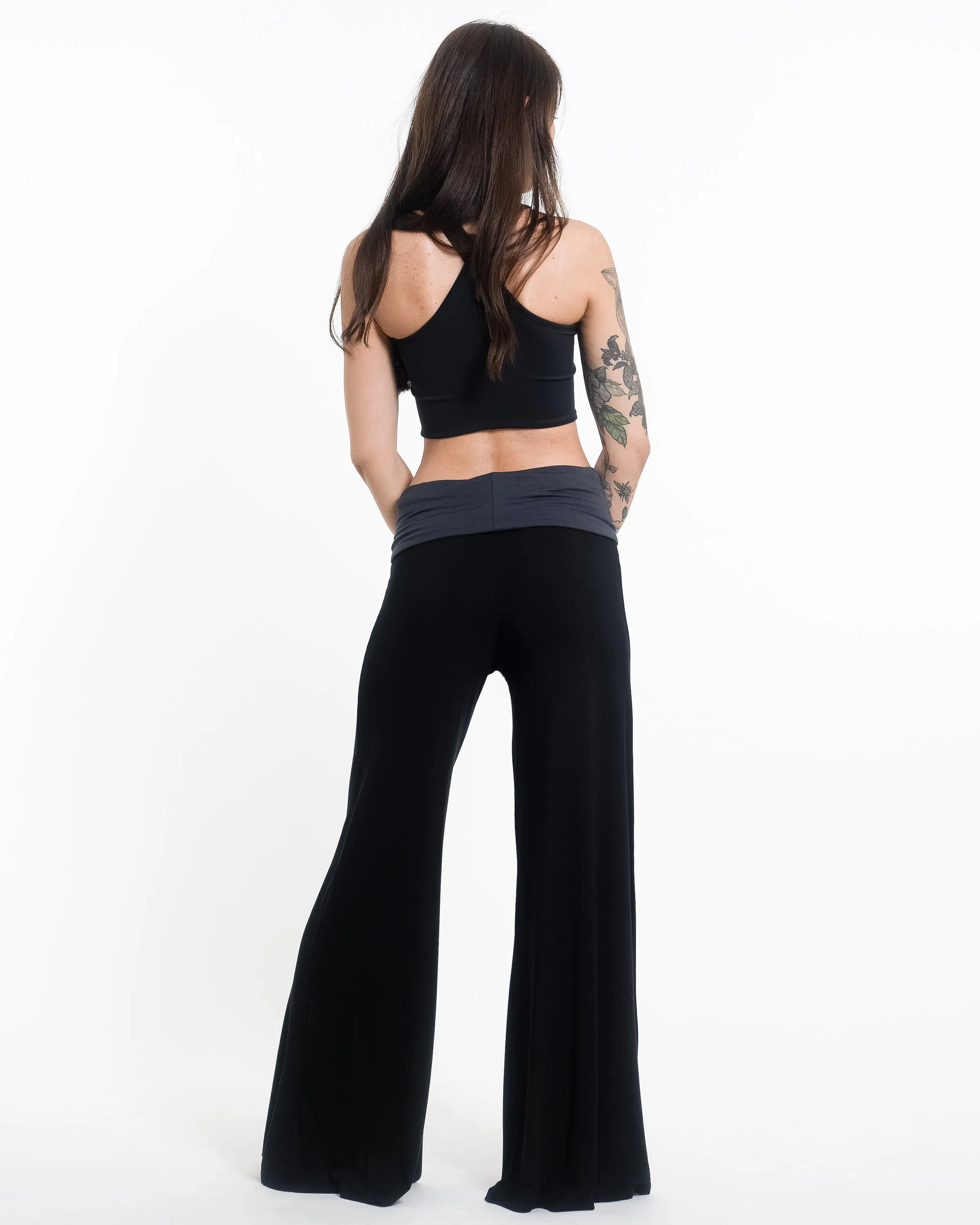 Sun Moon Spandex Wide Leg Palazzo Pants in Black