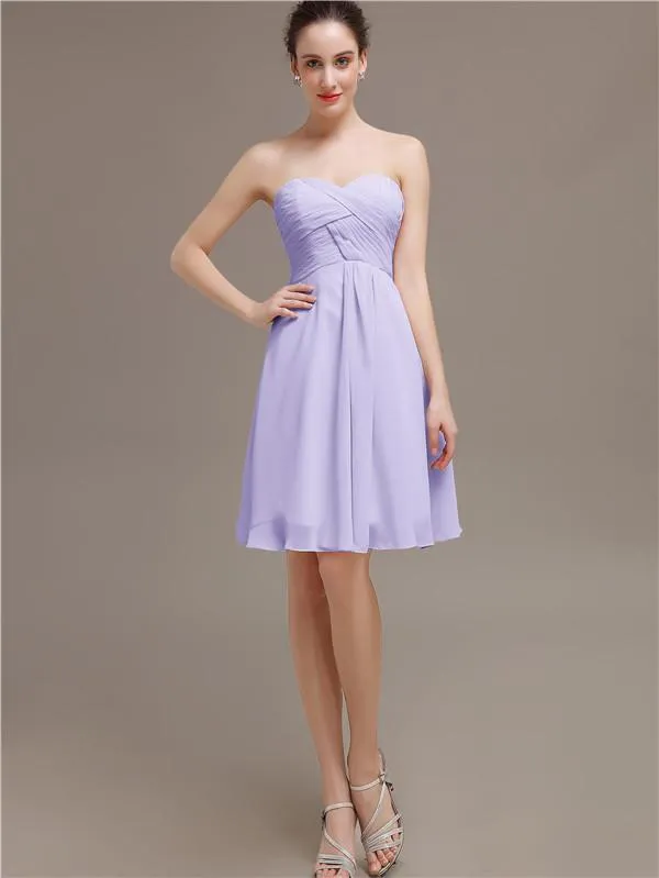 Sweetheart Pleats Chiffon Short Bridesmaid Dresses