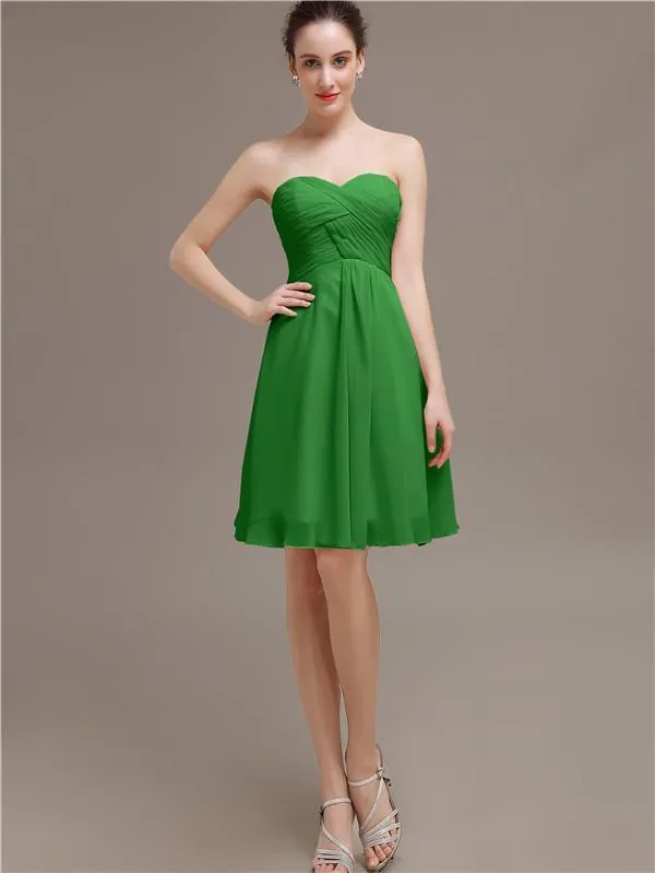 Sweetheart Pleats Chiffon Short Bridesmaid Dresses