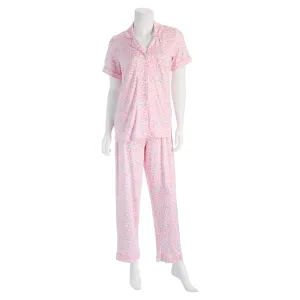 Women's Polysuede Pajama Set - Pink and Gray Animal Print