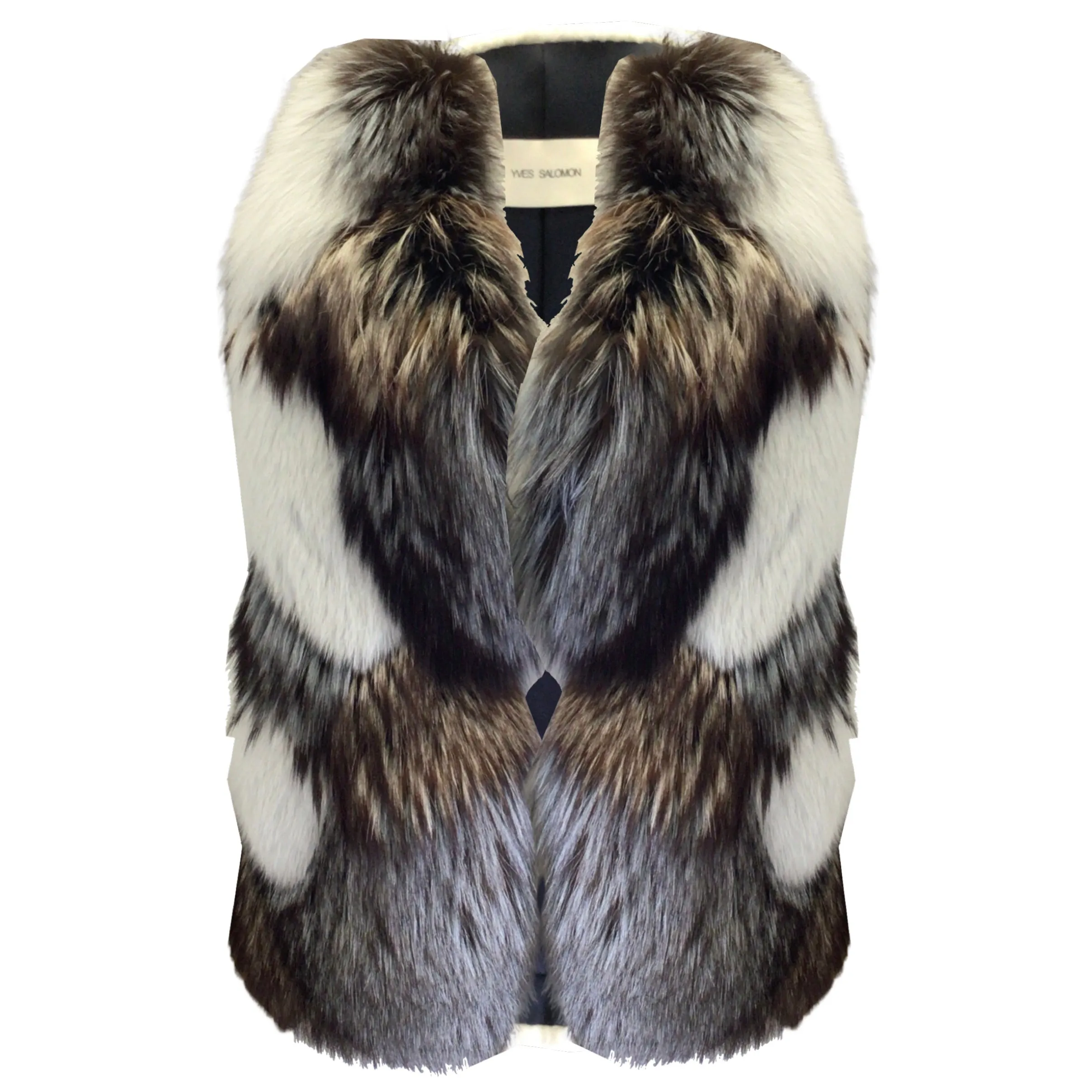 Yves Salomon Multicolored Goat, Fox, and Mink Fur Vest